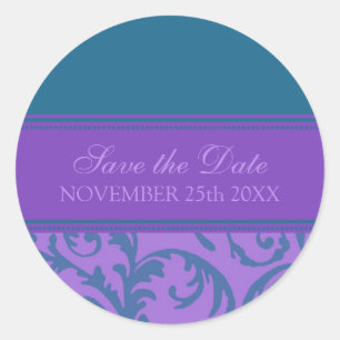 Purple and Teal Save the Date Envelope Seal