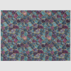 Purple and Teal Sea Glass Pattern Decoupage Tissue Paper