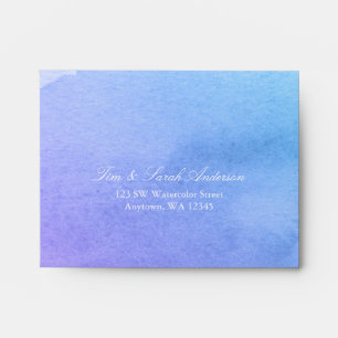 Purple and Teal Watercolor RSVP Return Address A2 Envelopes