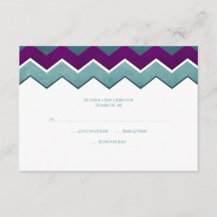 Purple and Teal Zig Zag Wedding RSVP Card