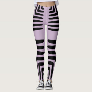 Purple and Thick Black African Lines Leggings
