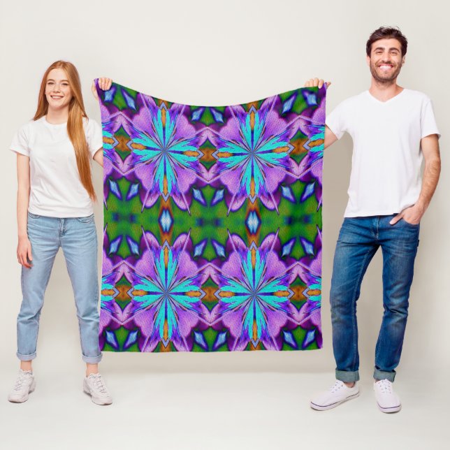 Purple And Turquoise Abstract Art  Fleece Blanket (In Situ)