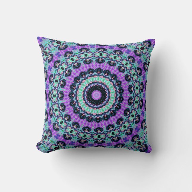 Purple and Turquoise Mandala Cushion (Front)