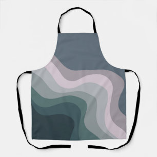 Purple and turquoise retro style waves apron