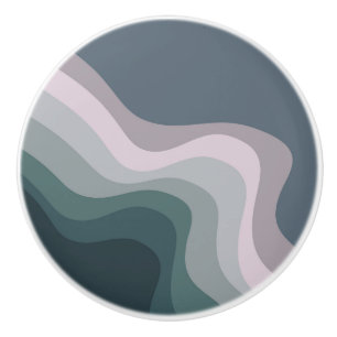 Purple and turquoise retro style waves ceramic knob