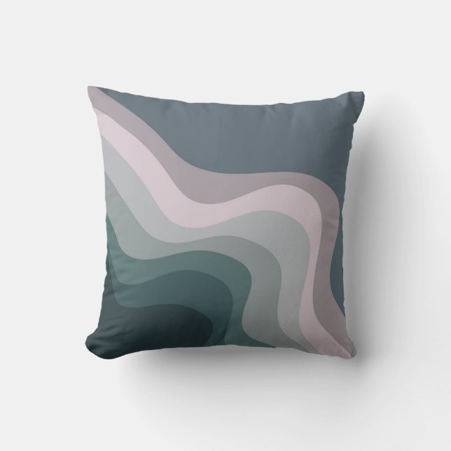 Purple and turquoise retro style waves cushion (Front)