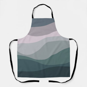 Purple and turquoise retro style waves decoration apron