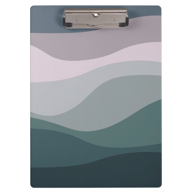 Purple and turquoise retro style waves decoration clipboard (Front)