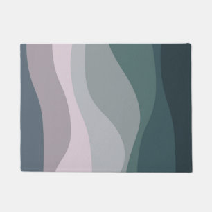 Purple and turquoise retro style waves decoration doormat