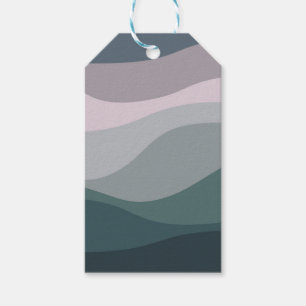 Purple and turquoise retro style waves decoration gift tags