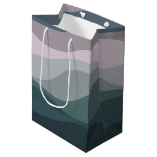 Purple and turquoise retro style waves decoration medium gift bag