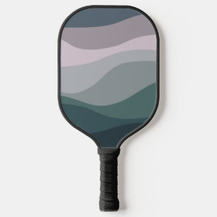 Purple and turquoise retro style waves decoration pickleball paddle