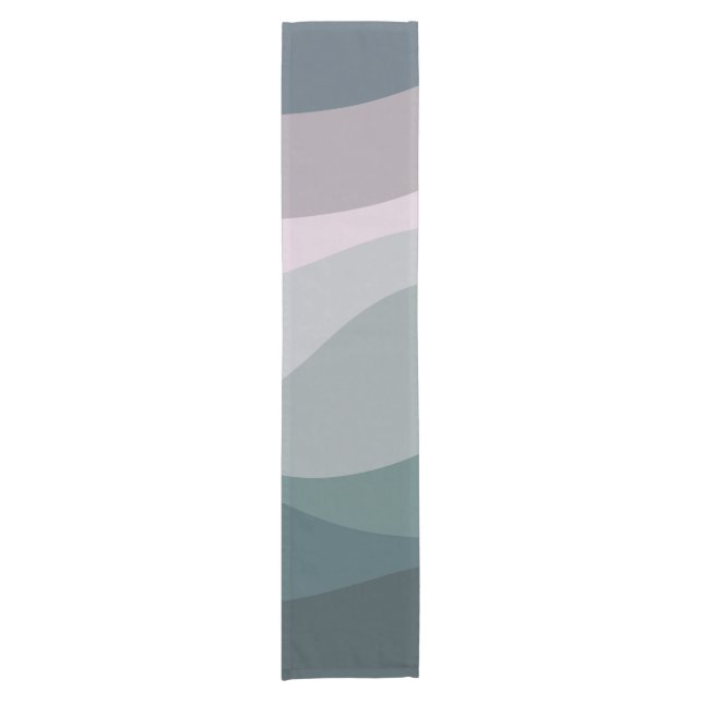 Purple and turquoise retro style waves decoration short table runner (Front)