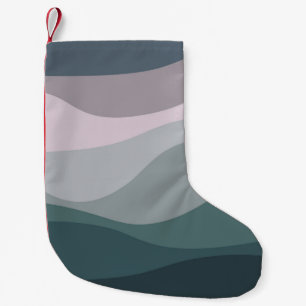 Purple and turquoise retro style waves decoration small christmas stocking