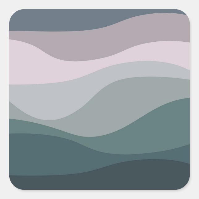 Purple and turquoise retro style waves decoration square sticker (Front)