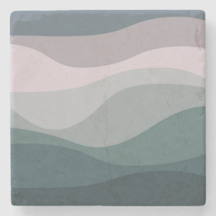 Purple and turquoise retro style waves decoration stone coaster