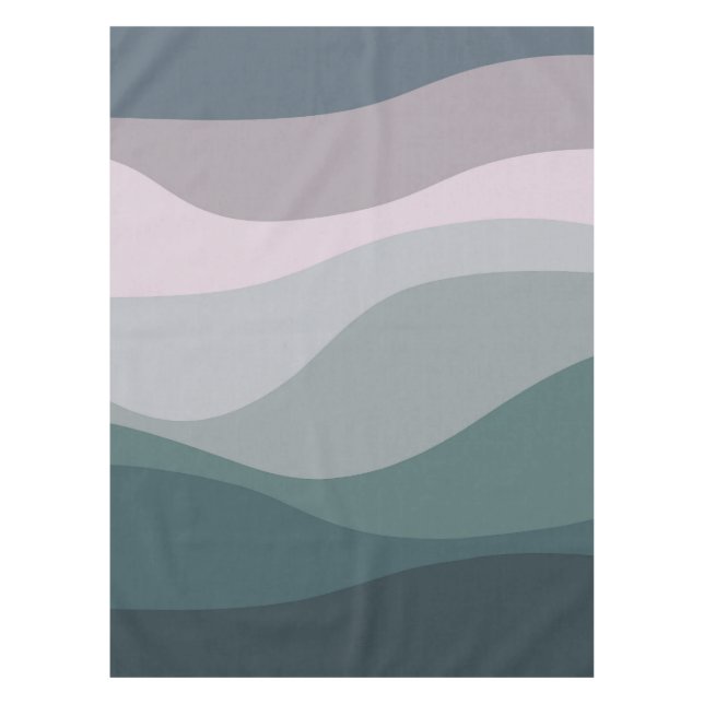 Purple and turquoise retro style waves decoration tablecloth (Front)