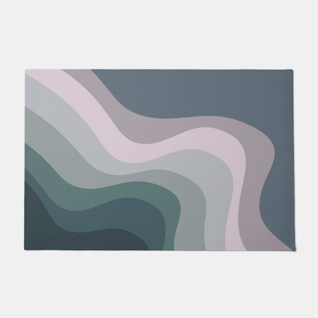 Purple and turquoise retro style waves doormat (Front)