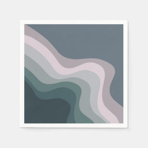 Purple and turquoise retro style waves napkin