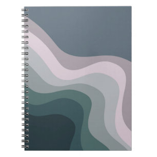 Purple and turquoise retro style waves notebook