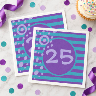 Purple And Turquoise Striped Napkin With Age