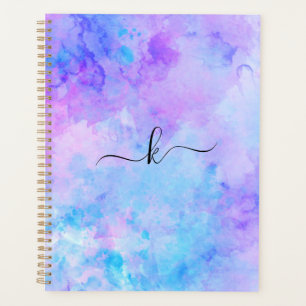 Purple and Turquoise Watercolor Splashes Planner