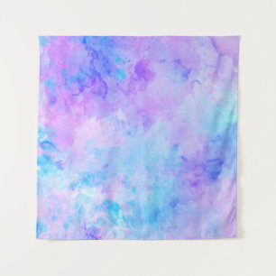 Purple and Turquoise Watercolor Splashes Tapestry