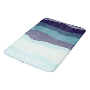 Purple and Turquoise Wavy Stripes Bath Mat