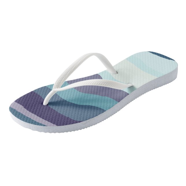 Purple and Turquoise Wavy Stripes Flip Flops (Angled)