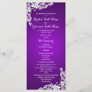 Purple and Vintage Floral Lace Wedding Program Programme