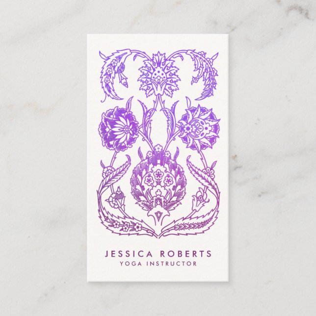 Purple and Violet Bohemian Watercolor Business Card (Front)