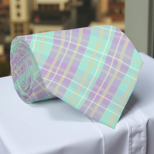 Purple And Violet Pastel Plaid Tartan Pattern Tie