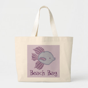 Purple and Violet Tropical Fish Beach Bag