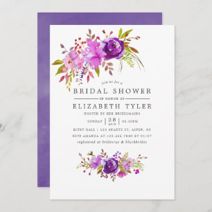 Purple and Violet Watercolor Bridal Shower Invite
