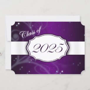 Purple and White 2025 Graduation Invitations