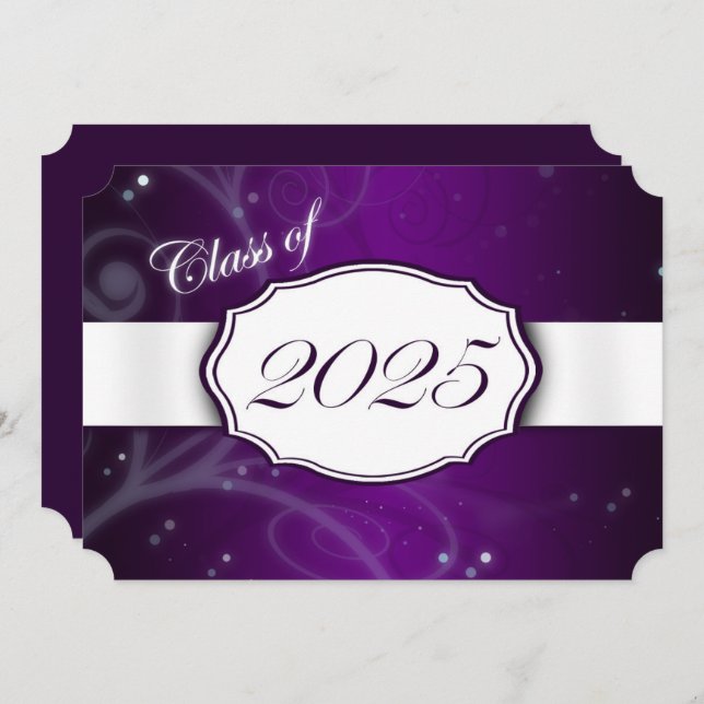Purple and White 2025 Graduation Party Invitation (Front/Back)
