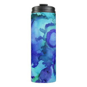 Purple and white abstract painting thermal tumbler