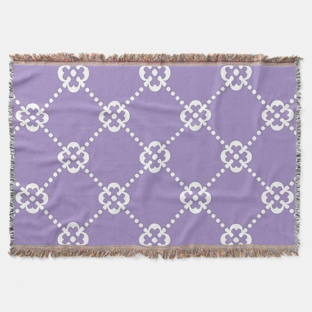 Purple and white abstract pattern throw blanket (Front)