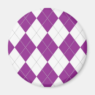 Purple and White Argyle Pattern Magnet