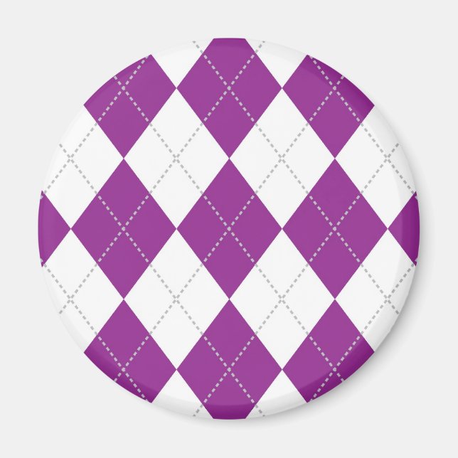 Purple and White Argyle Pattern Magnet (Front)