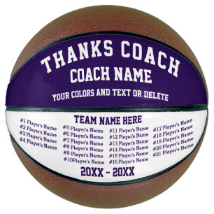 Purple and White Basketball for Coaches ANY COLORS