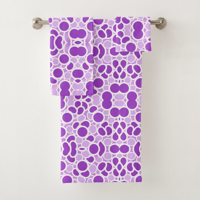 Purple and White Bath Towel Set (Insitu)