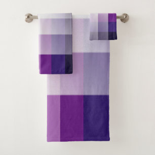 Purple and white bath towel set