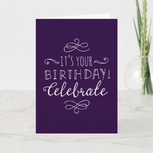 Purple and White Birthday Celebrate Card