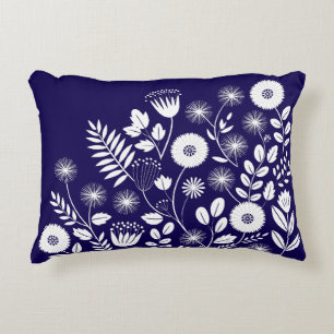 Purple and White Boho Wildflower Decorative Cushion