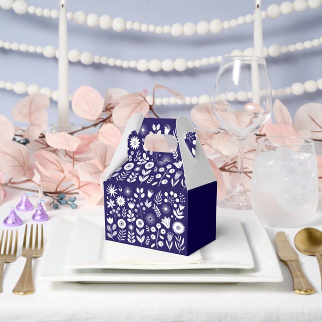 Purple and White Boho Wildflower  Favour Box (Wedding)