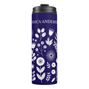 Purple and White Boho Wildflower Thermal Tumbler