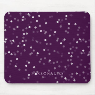 Purple and White Bokeh Confetti Mouse Mat