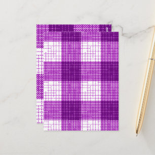 Purple and White Bold Checkered Plaid Design  Postcard