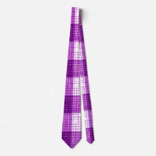 Purple and White Bold Checkered Plaid Design  Tie